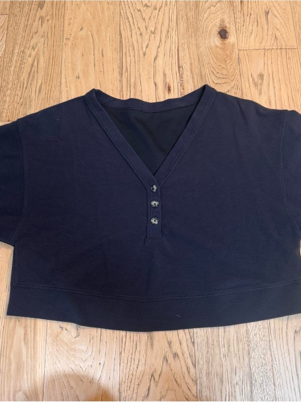 ALO waffle knit soho cropped henley